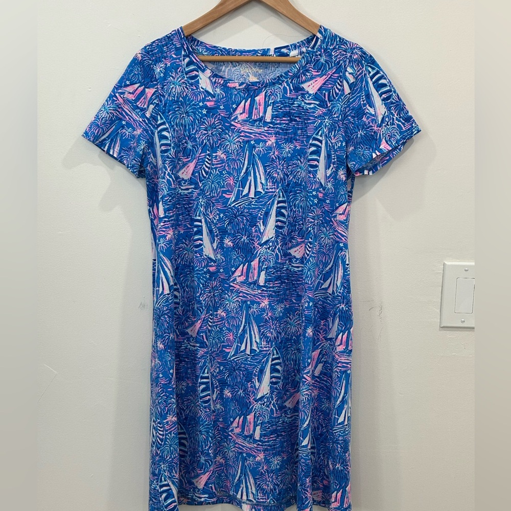 Lily Pulitzer Boca Blue “It’s A Sailabration” short dress. Pima cotton, Medium